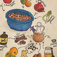 Spiced Persimmon Pomegranate Salad Recipe Sketch