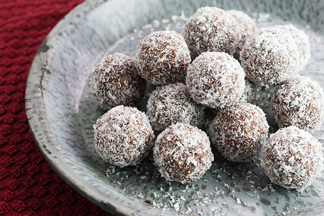 Chocolate Almond Coconut Date Truffles
