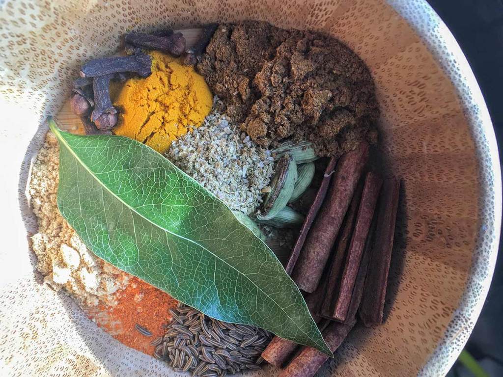 a photo of the spices included in Instant Pot Paneer Biryani Recipe