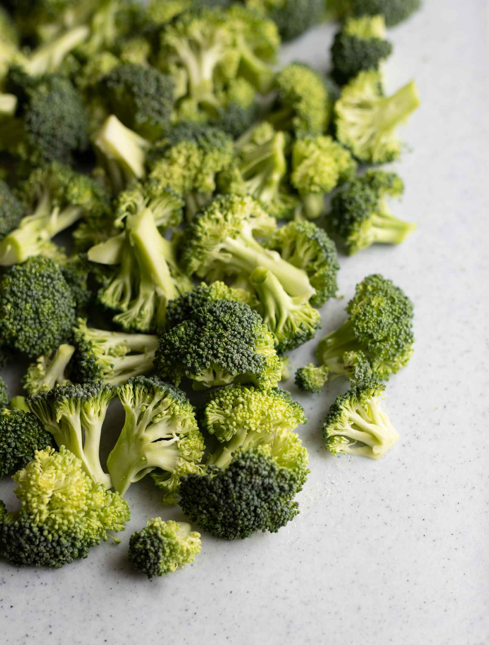 broccoli florets cut and prepared for Roasted Broccoli