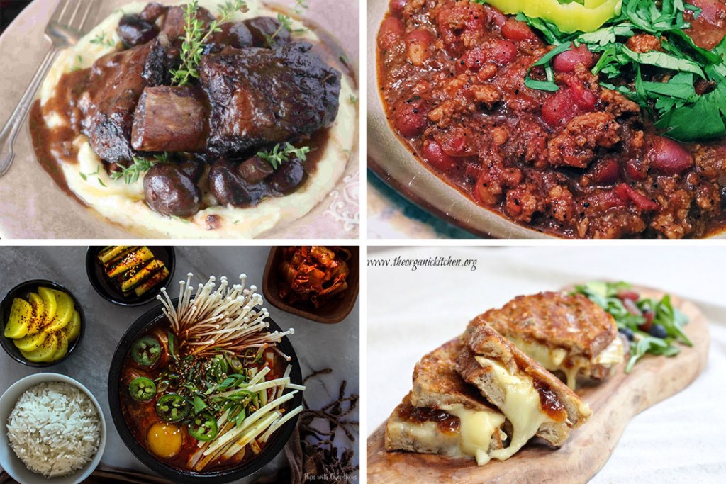 a composite of warm meals for cold weather